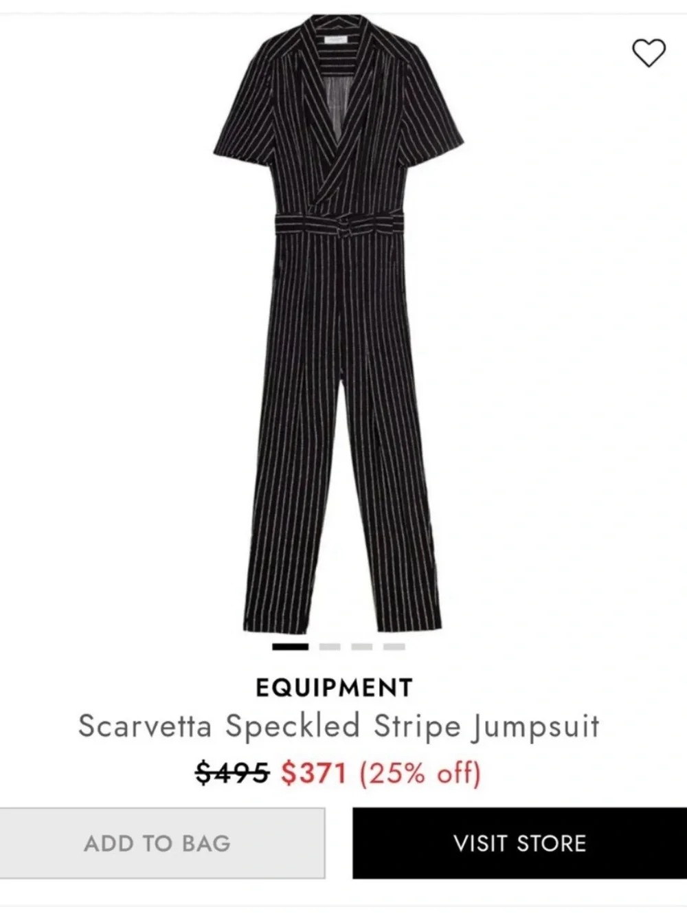 Equipment Black Pinstripe Belted Jumpsuit - Picture 4 of 8